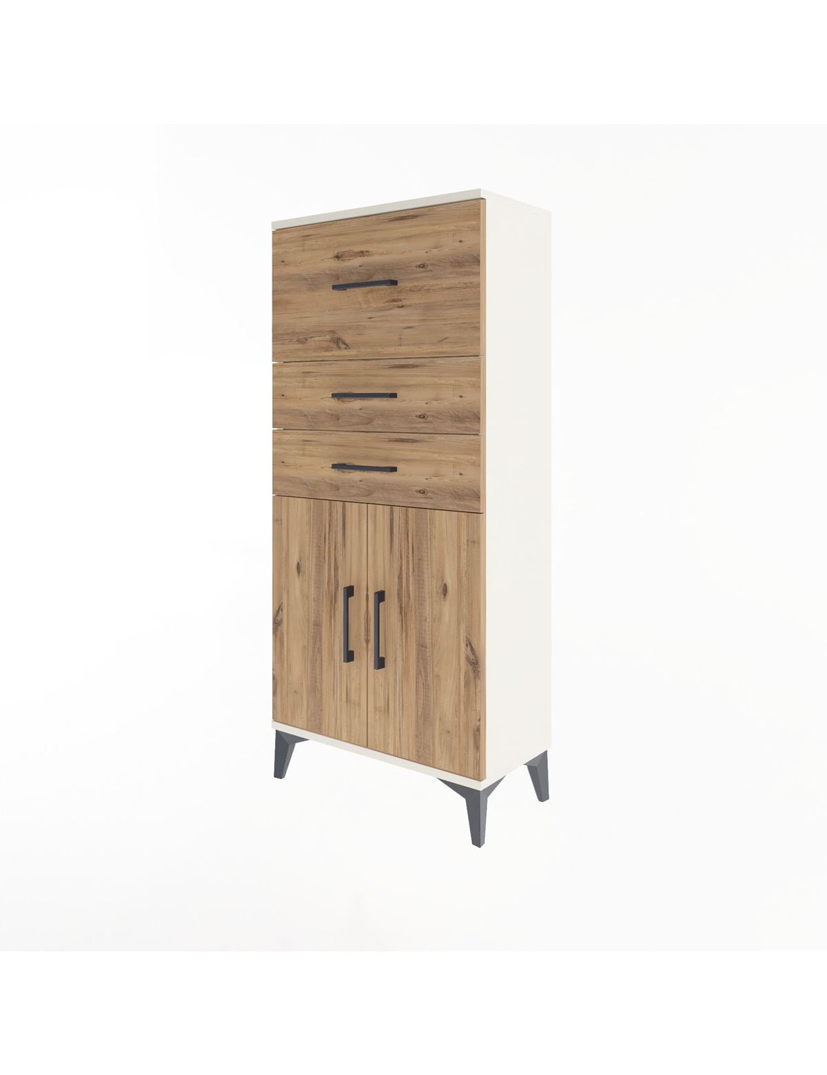 Arges Dolap Tek Raflı 3 Çekmeceli 2 Kapaklı 60x30x134 - S17M090V3A