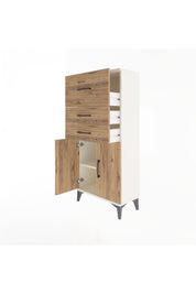 Arges Dolap Tek Raflı 3 Çekmeceli 2 Kapaklı 60x30x134 Aytaşı-Çam