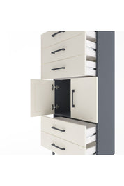 Arges Dolap Tek Raflı 5 Çekmeceli 2 Kapaklı 60x30x134 Antrasit-Aytaşı