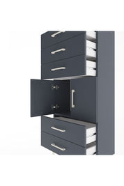 Arges Dolap Tek Raflı 5 Çekmeceli 2 Kapaklı 60x30x134 Antrasit-Antrasit