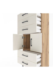 Arges Dolap Tek Raflı 5 Çekmeceli 2 Kapaklı 60x30x134 Çam-Aytaşı