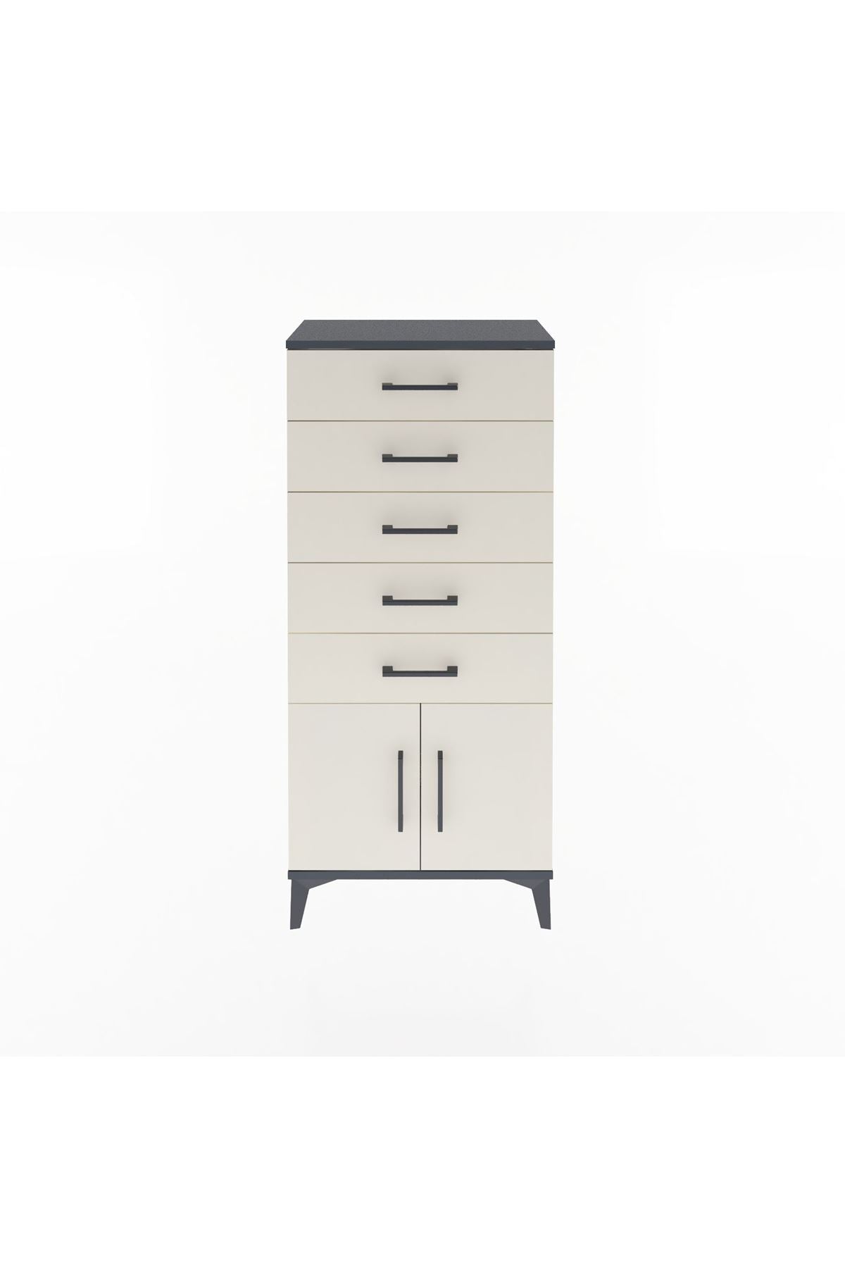 Arges Dolap 5 Raflı 2 Kapaklı 60x30x134 Antrasit-Aytaşı