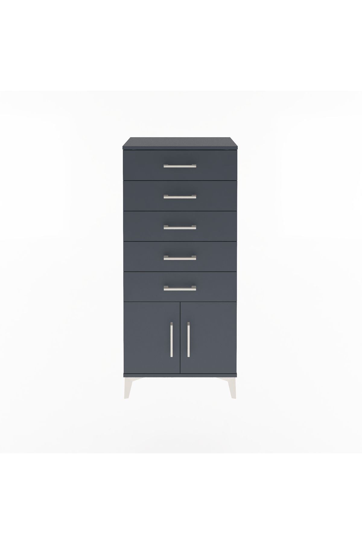 Arges Dolap 5 Raflı 2 Kapaklı 60x30x134 Antrasit-Antrasit