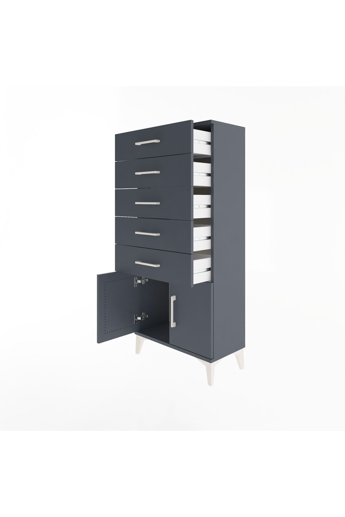 Arges Dolap 5 Raflı 2 Kapaklı 60x30x134 Antrasit-Antrasit