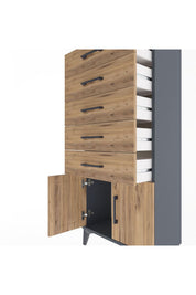 Arges Dolap 5 Raflı 2 Kapaklı 60x30x134 Antrasit-Çam