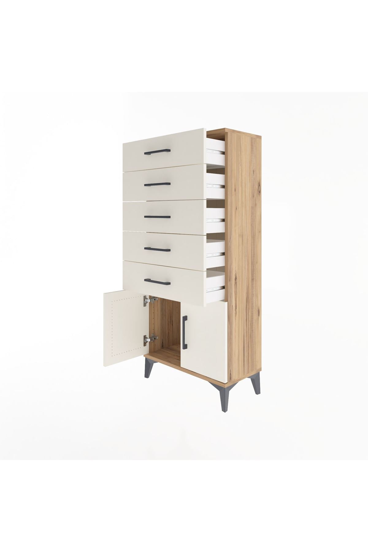 Arges Dolap 5 Raflı 2 Kapaklı 60x30x134 Çam-Aytaşı