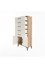 Arges Dolap 5 Raflı 2 Kapaklı 60x30x134 Çam-Aytaşı