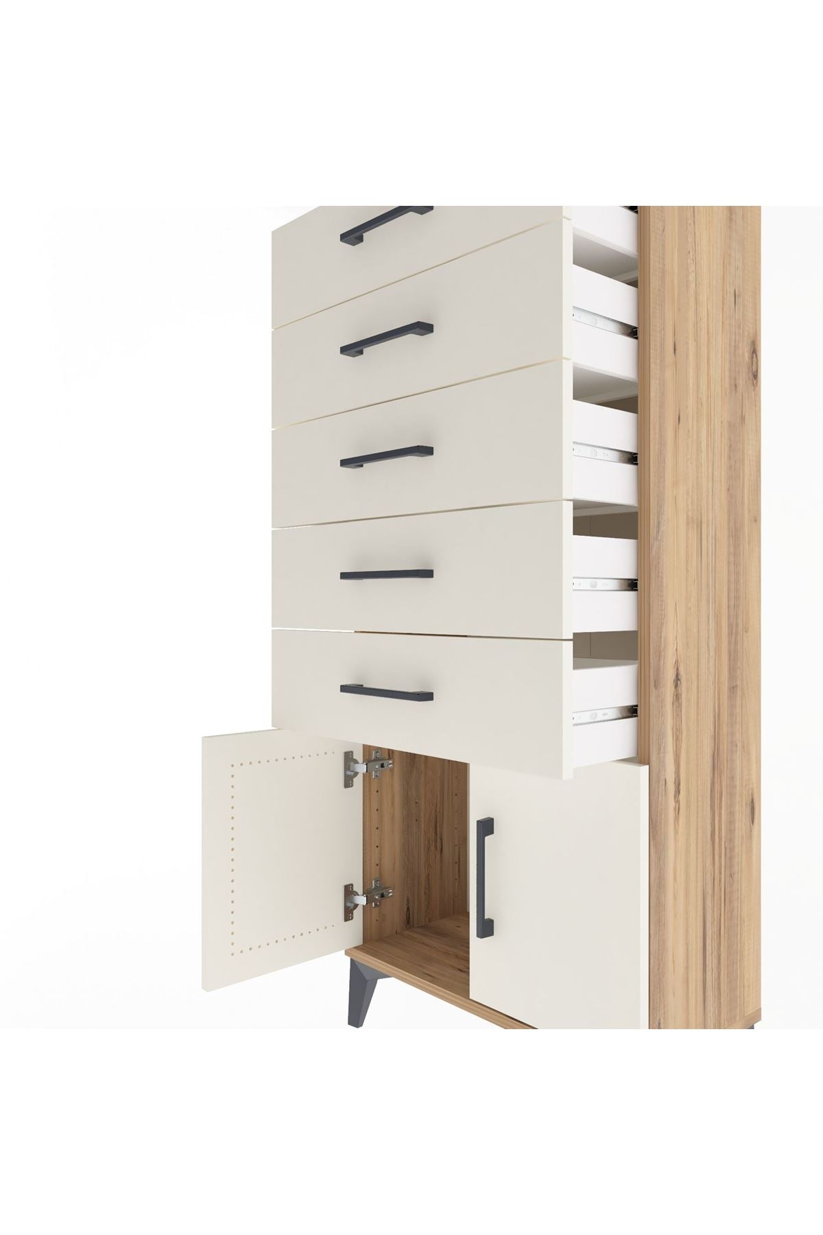 Arges Dolap 5 Raflı 2 Kapaklı 60x30x134 Çam-Aytaşı