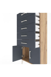 Arges Dolap 5 Raflı 2 Kapaklı 60x30x134 Çam-Antrasit