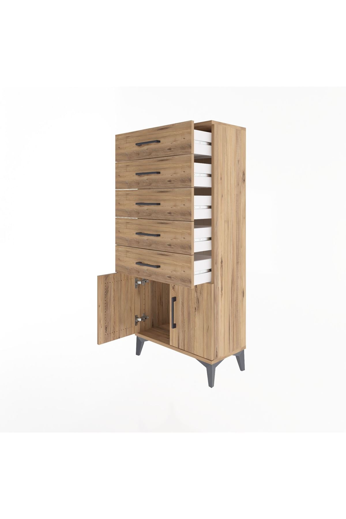 Arges Dolap 5 Raflı 2 Kapaklı 60x30x134 Çam-Çam