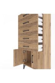 Arges Dolap 5 Raflı 2 Kapaklı 60x30x134 Çam-Çam