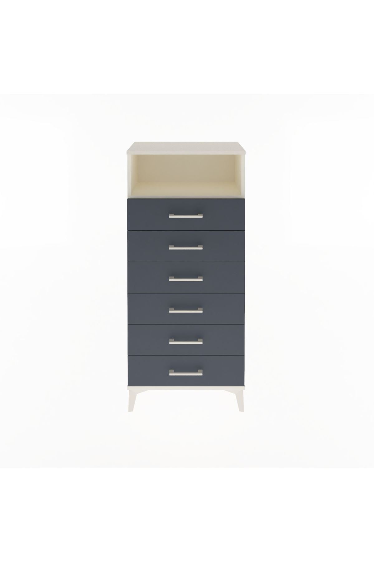 Arges Dolap Tek Raflı 6 Çekmeceli 60x30x134 Aytaşı-Antrasit