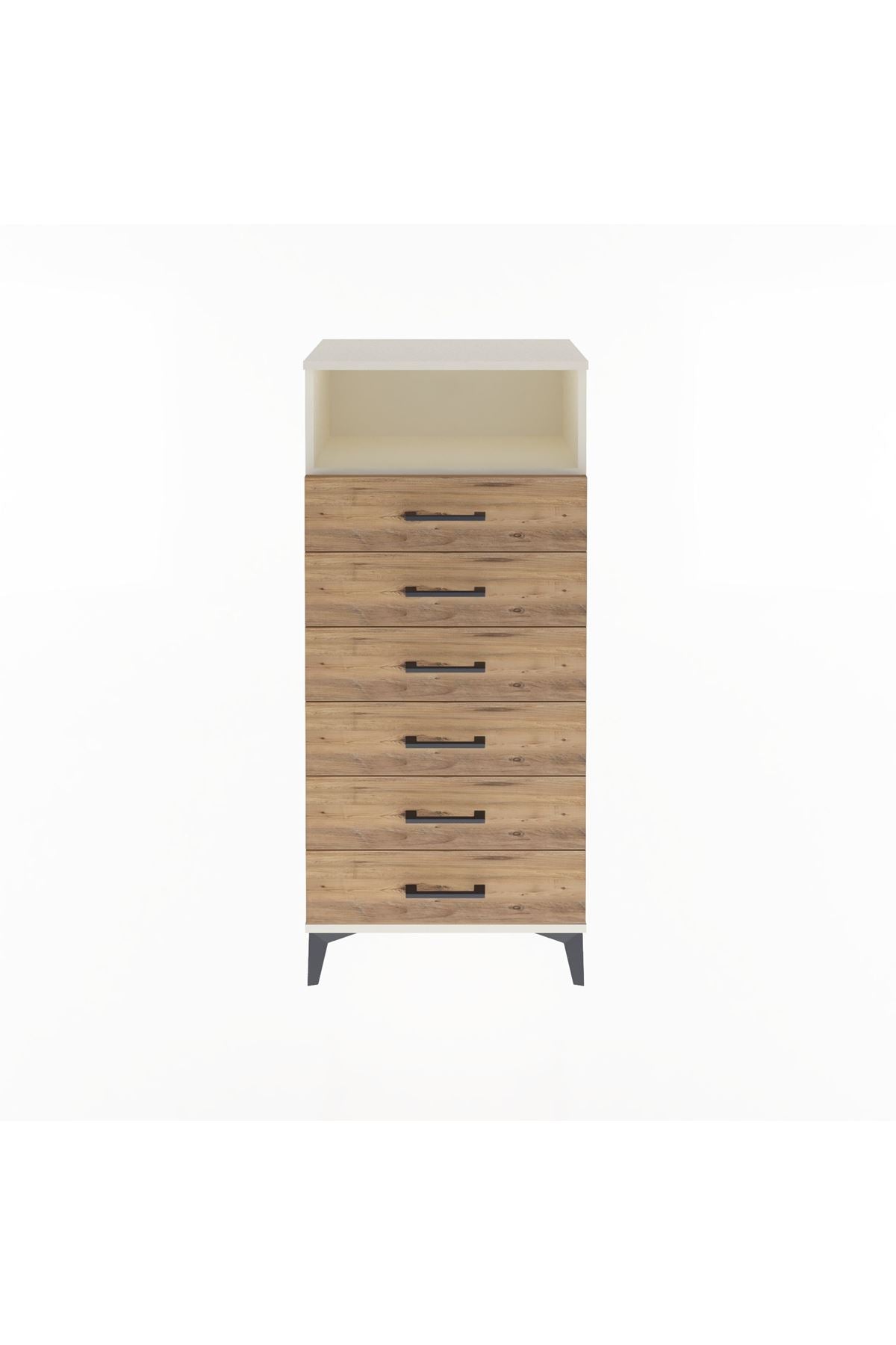 Arges Dolap Tek Raflı 6 Çekmeceli 60x30x134 Aytaşı-Çam