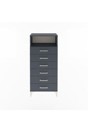 Arges Dolap Tek Raflı 6 Çekmeceli 60x30x134 Antrasit-Antrasit