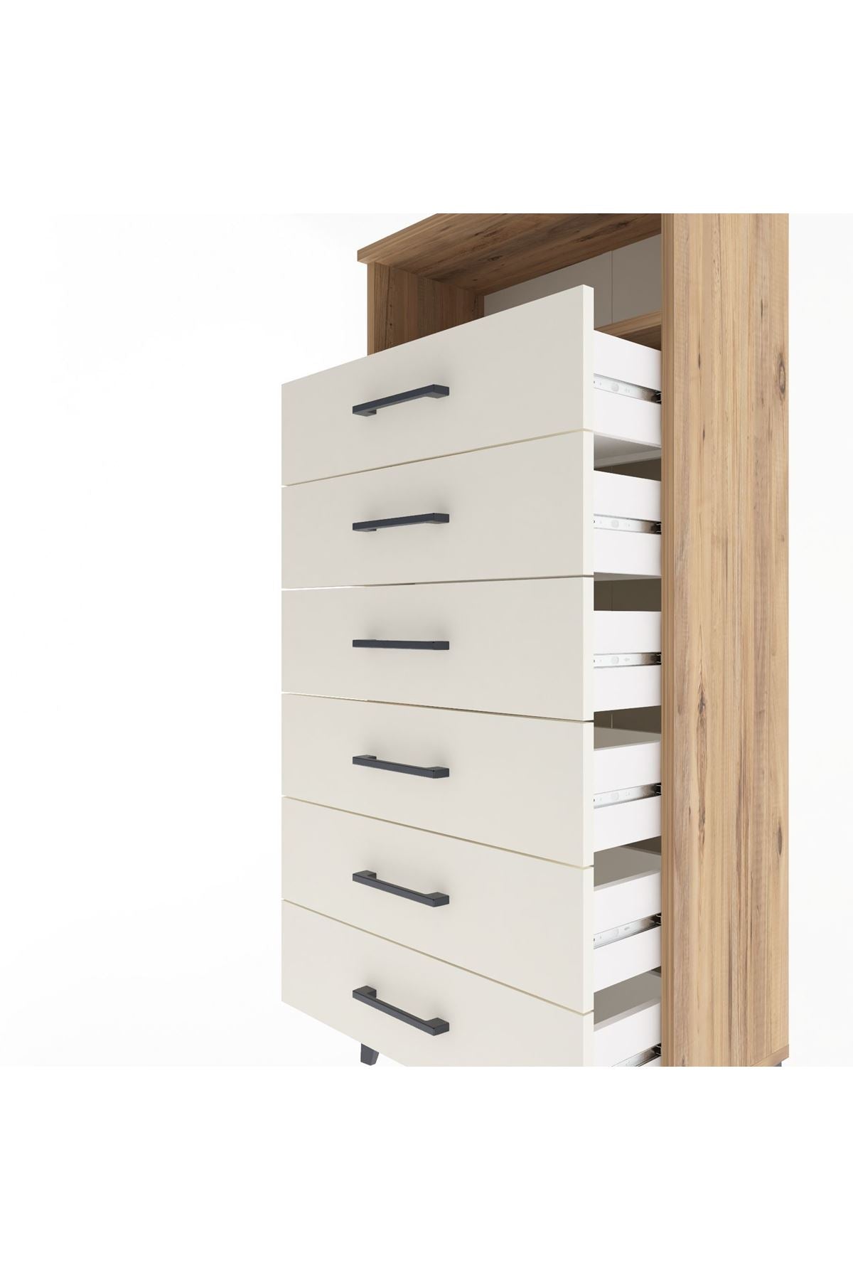 Arges Dolap Tek Raflı 6 Çekmeceli 60x30x134 Çam-Aytaşı