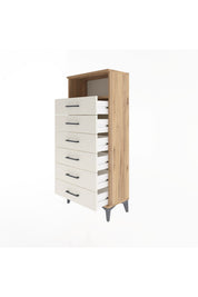 Arges Dolap Tek Raflı 6 Çekmeceli 60x30x134 Çam-Aytaşı