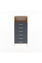 Arges Dolap Tek Raflı 6 Çekmeceli 60x30x134 Çam-Antrasit