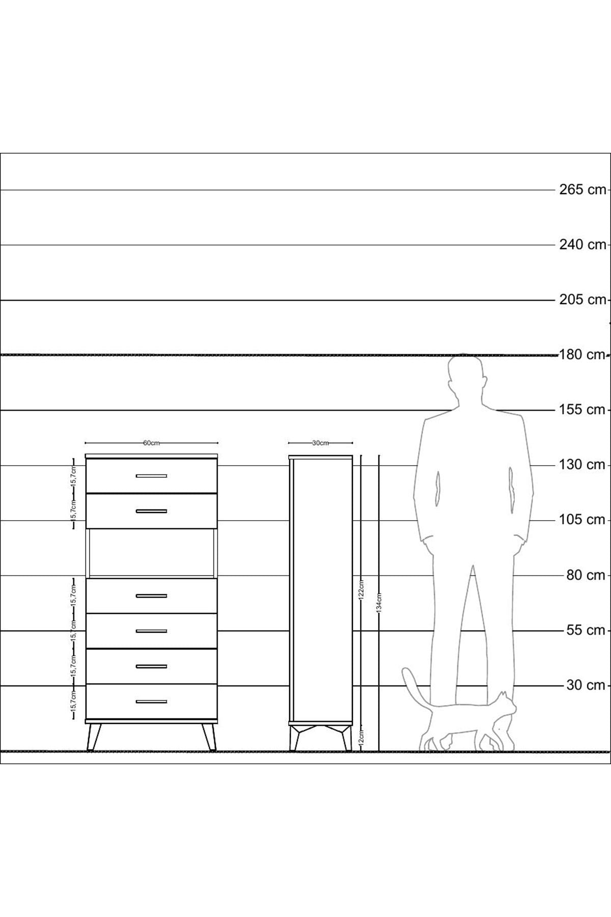 Arges Dolap Tek Raflı 6 Çekmeceli 60x30x134 Aytaşı-Aytaşı