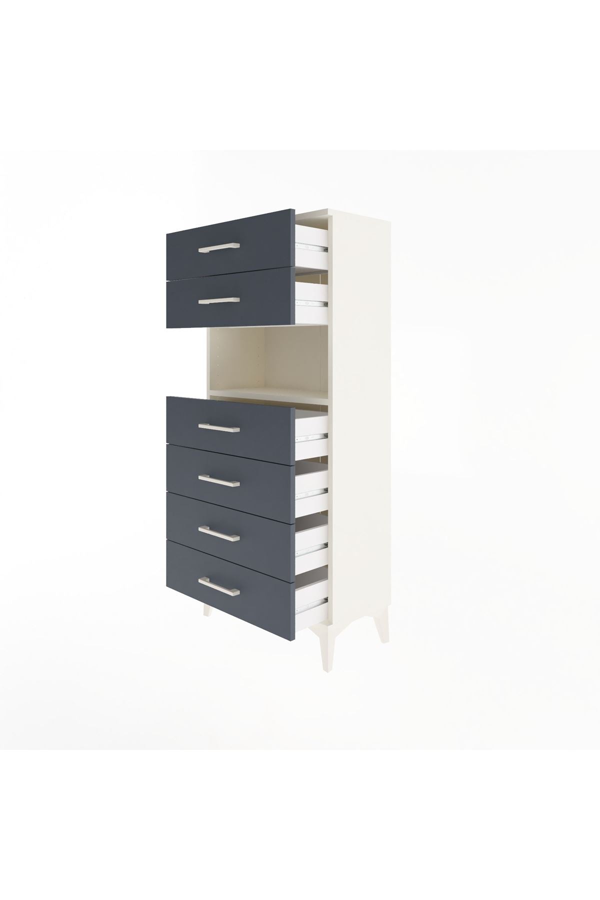 Arges Dolap Tek Raflı 6 Çekmeceli 60x30x134 Aytaşı-Antrasit