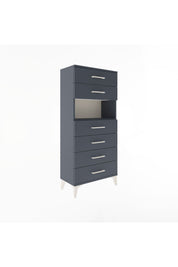 Arges Dolap Tek Raflı 6 Çekmeceli 60x30x134 Antrasit-Antrasit