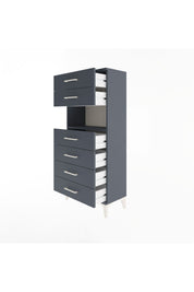 Arges Dolap Tek Raflı 6 Çekmeceli 60x30x134 Antrasit-Antrasit