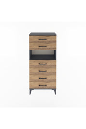 Arges Dolap Tek Raflı 6 Çekmeceli 60x30x134 Antrasit-Çam