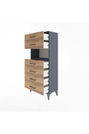 Arges Dolap Tek Raflı 6 Çekmeceli 60x30x134 Antrasit-Çam