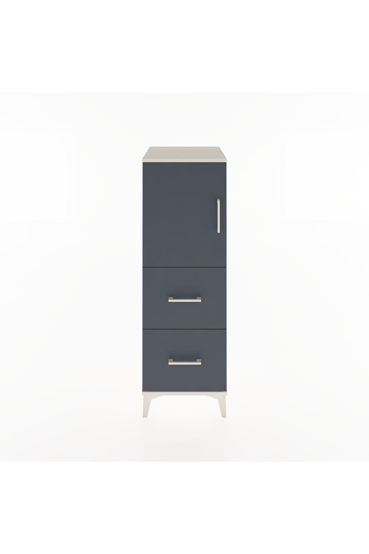 Hyperion Dolap 2 Raflı 2 Çekmeceli Tek Kapaklı 44x44x134 Aytaşı-Antrasit