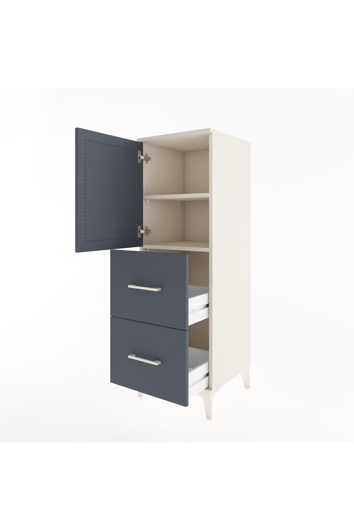 Hyperion Dolap 2 Raflı 2 Çekmeceli Tek Kapaklı 44x44x134 Aytaşı-Antrasit