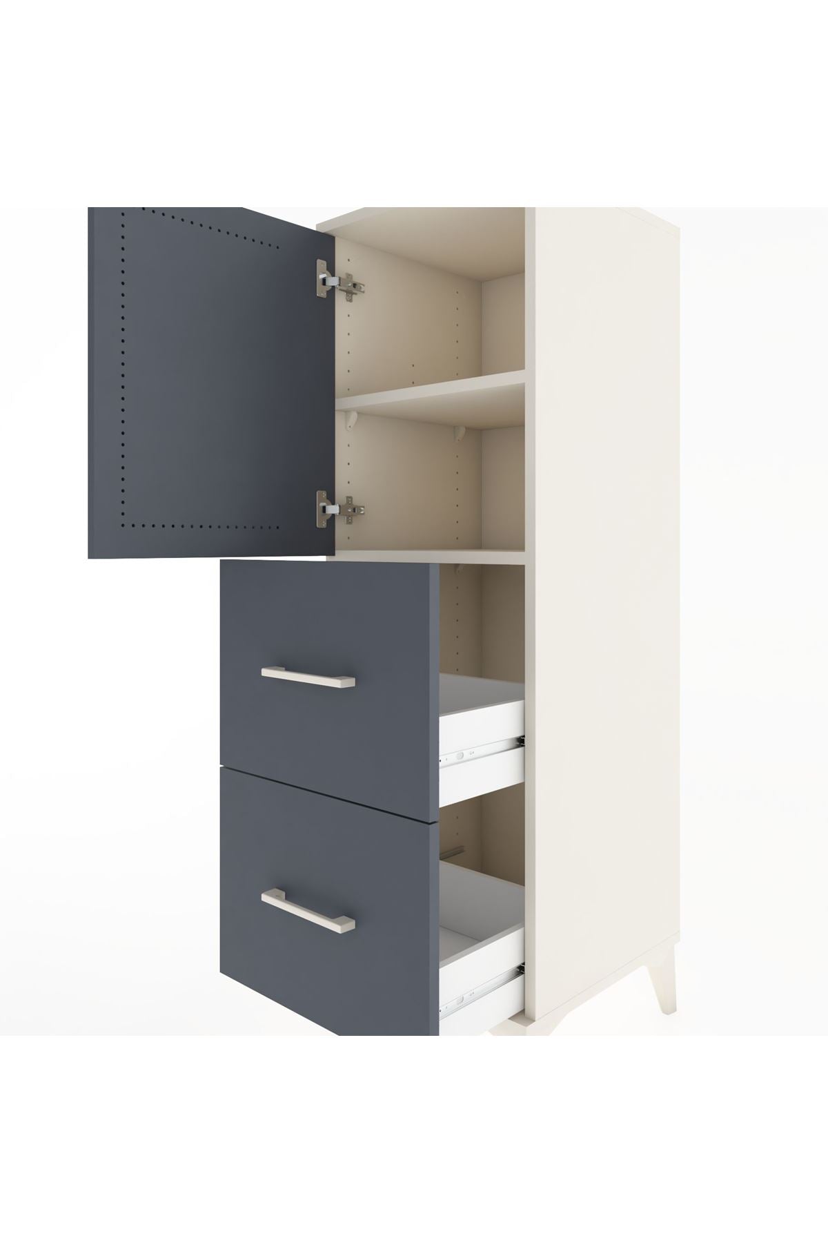 Hyperion Dolap 2 Raflı 2 Çekmeceli Tek Kapaklı 44x44x134 Aytaşı-Antrasit