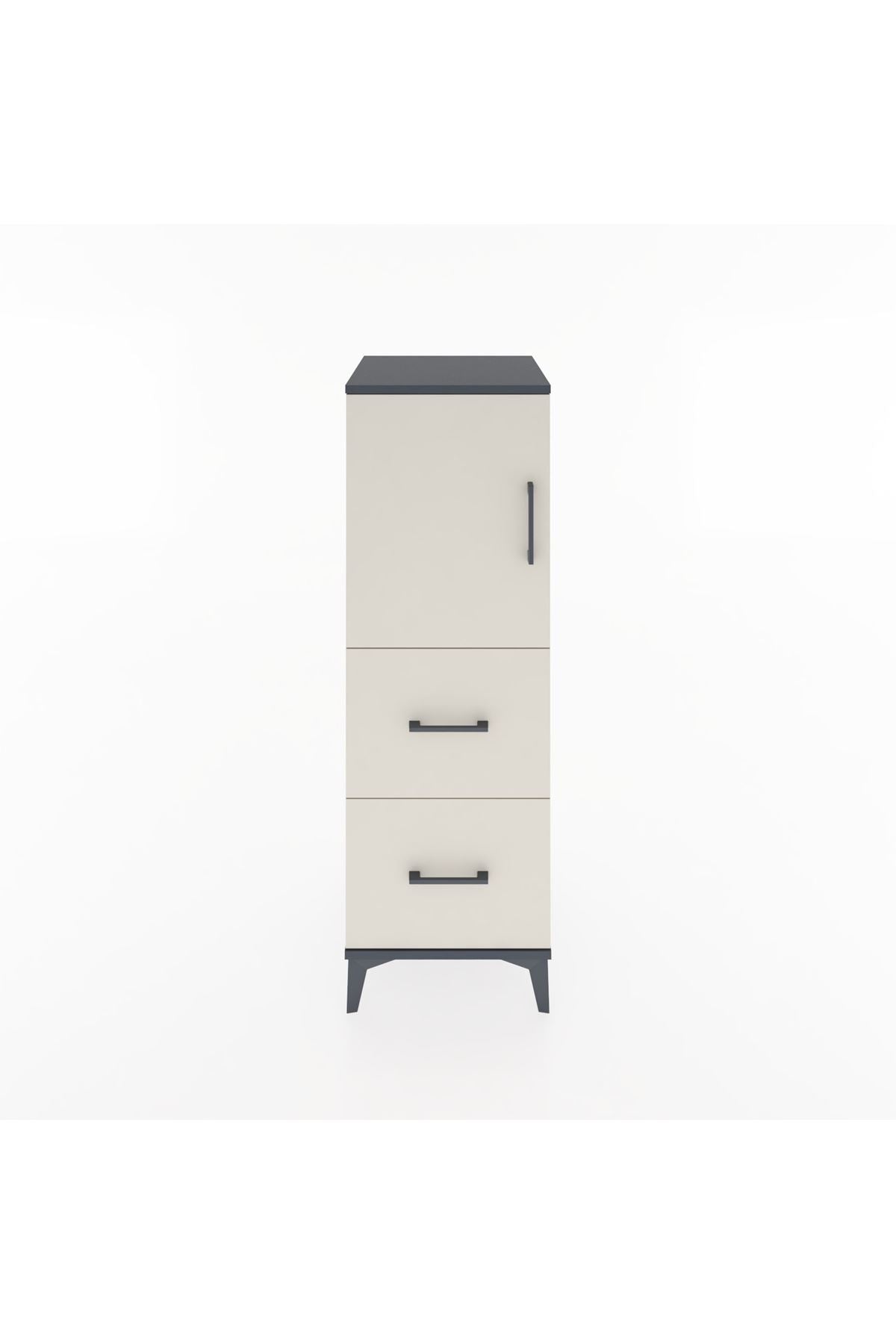 Hyperion Dolap 2 Raflı 2 Çekmeceli Tek Kapaklı 44x44x134 Antrasit-Aytaşı