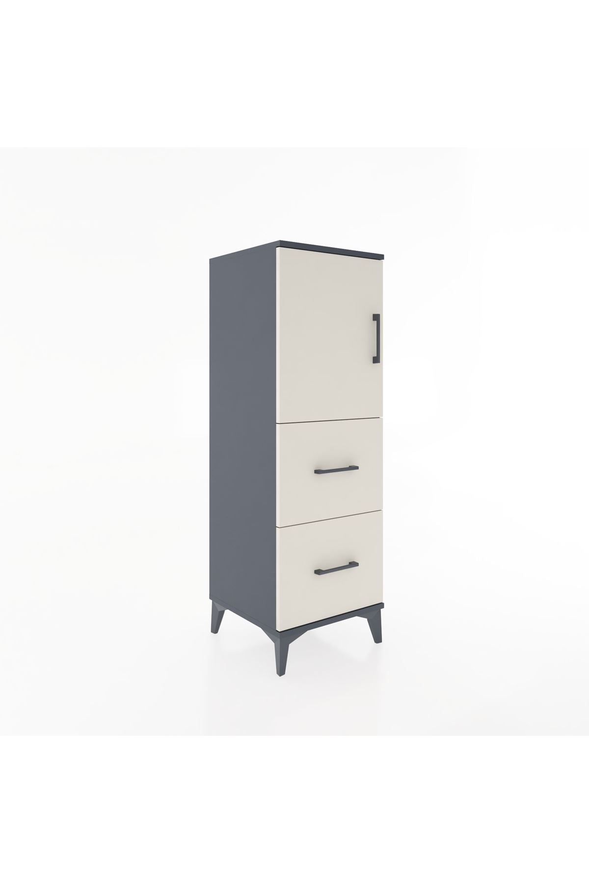 Hyperion Dolap 2 Raflı 2 Çekmeceli Tek Kapaklı 44x44x134 Antrasit-Aytaşı