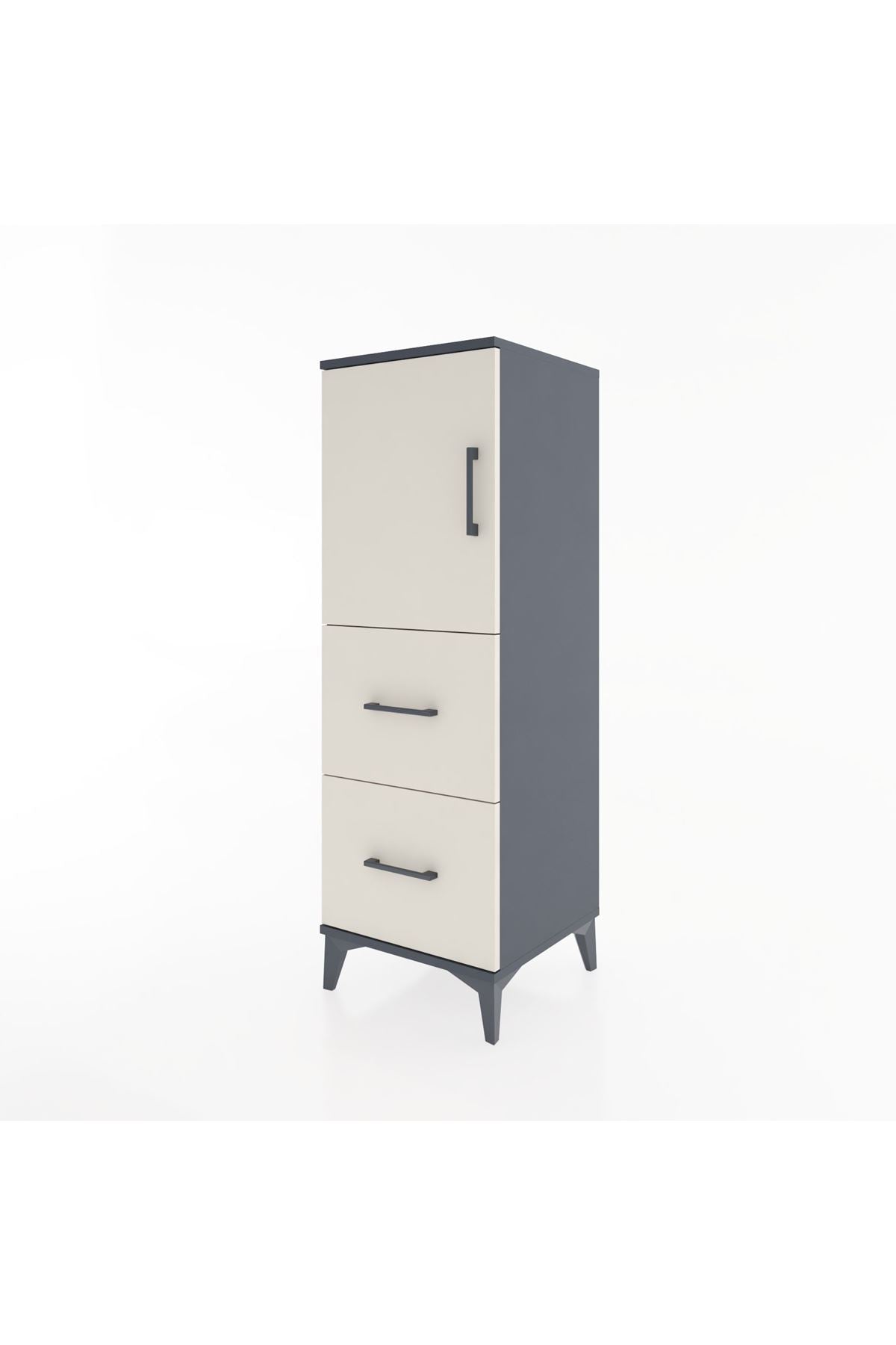 Hyperion Dolap 2 Raflı 2 Çekmeceli Tek Kapaklı 44x44x134 Antrasit-Aytaşı