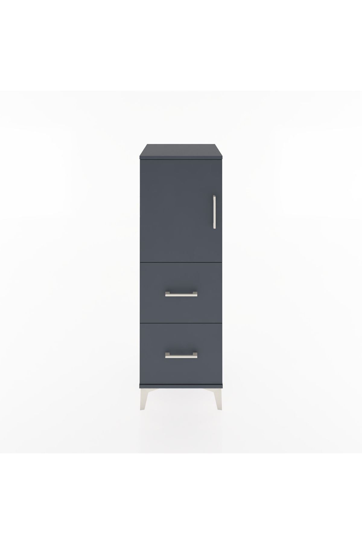 Hyperion Dolap 2 Raflı 2 Çekmeceli Tek Kapaklı 44x44x134 Antrasit-Antrasit