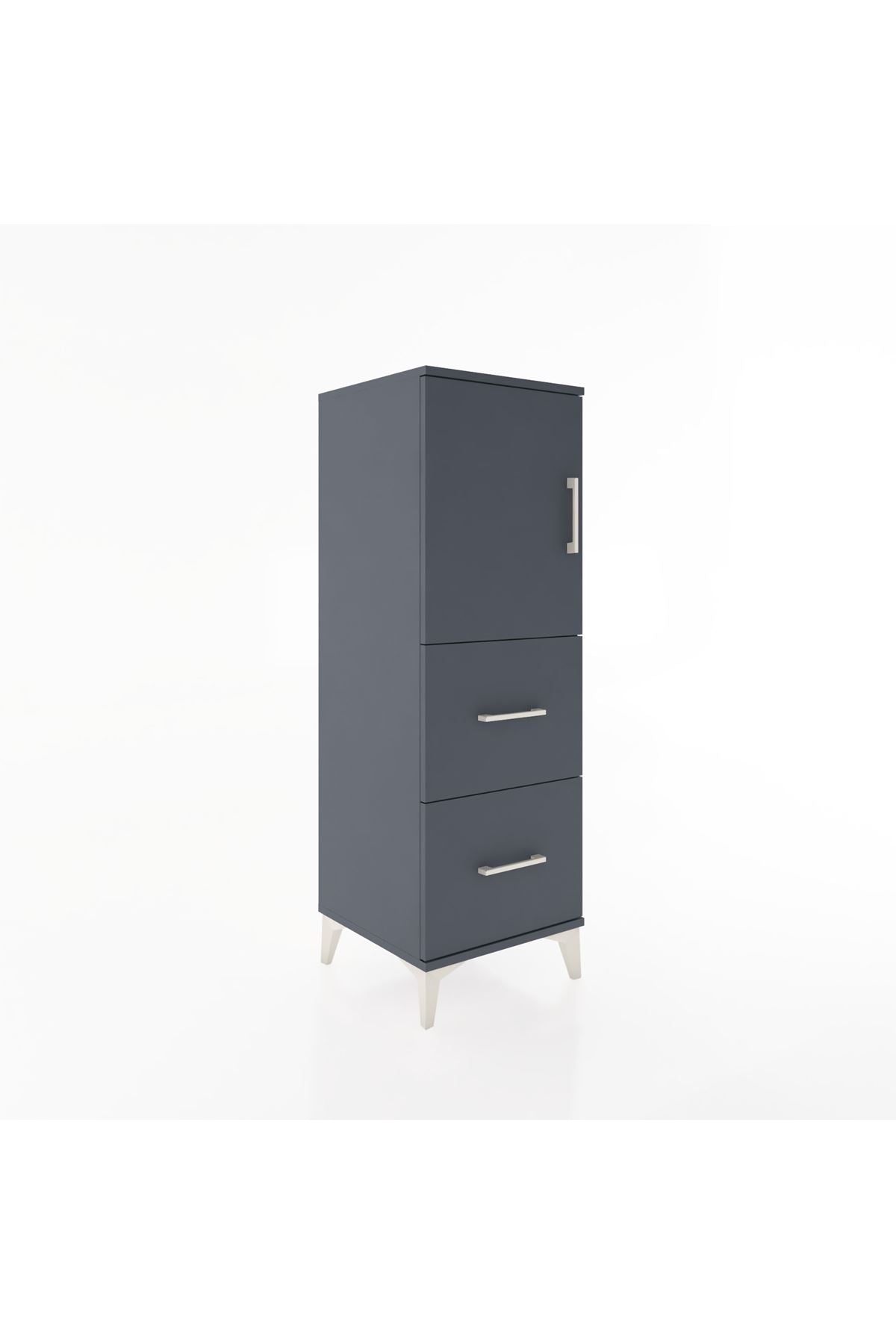 Hyperion Dolap 2 Raflı 2 Çekmeceli Tek Kapaklı 44x44x134 Antrasit-Antrasit