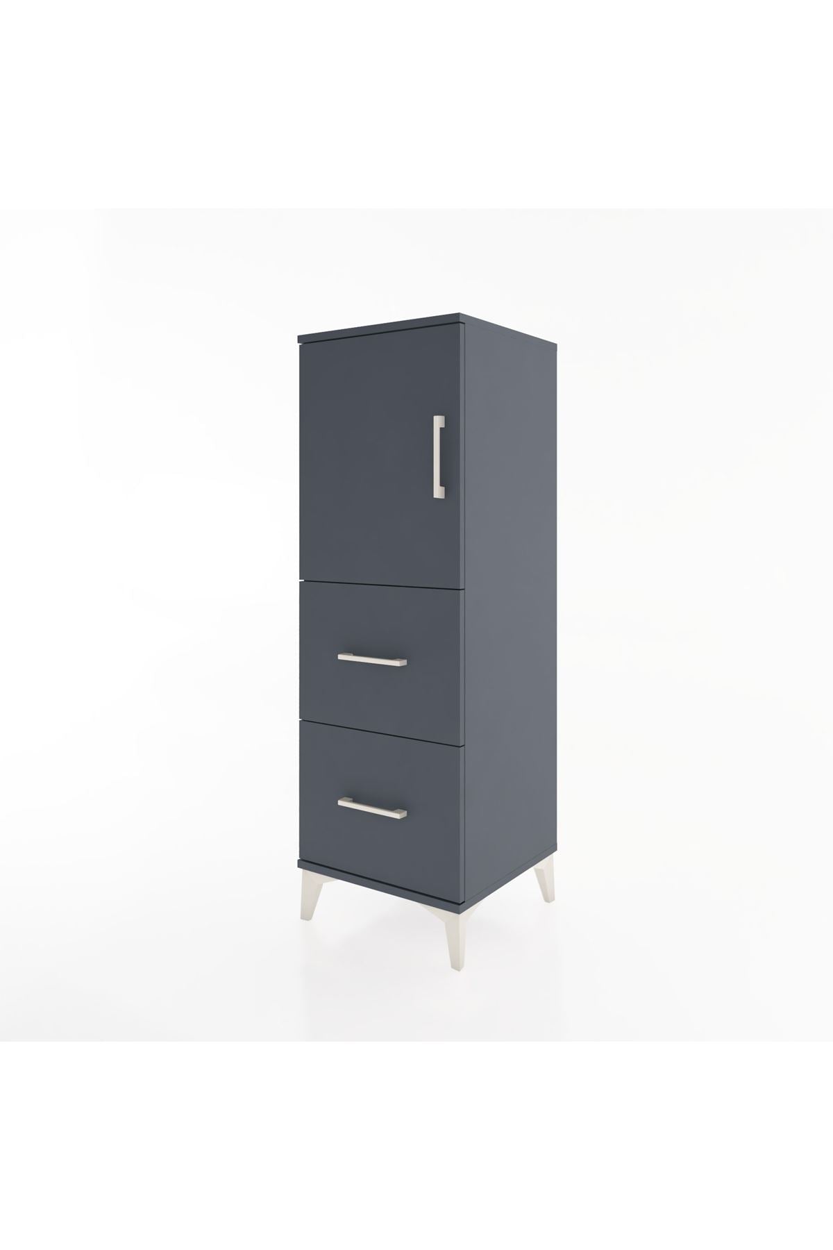 Hyperion Dolap 2 Raflı 2 Çekmeceli Tek Kapaklı 44x44x134 Antrasit-Antrasit