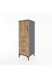 Hyperion Dolap 2 Raflı 2 Çekmeceli Tek Kapaklı 44x44x134 Antrasit-Çam