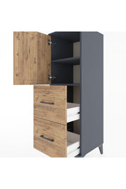 Hyperion Dolap 2 Raflı 2 Çekmeceli Tek Kapaklı 44x44x134 Antrasit-Çam