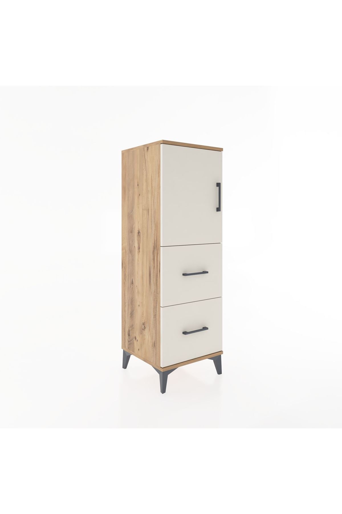 Hyperion Dolap 2 Raflı 2 Çekmeceli Tek Kapaklı 44x44x134 Çam-Aytaşı