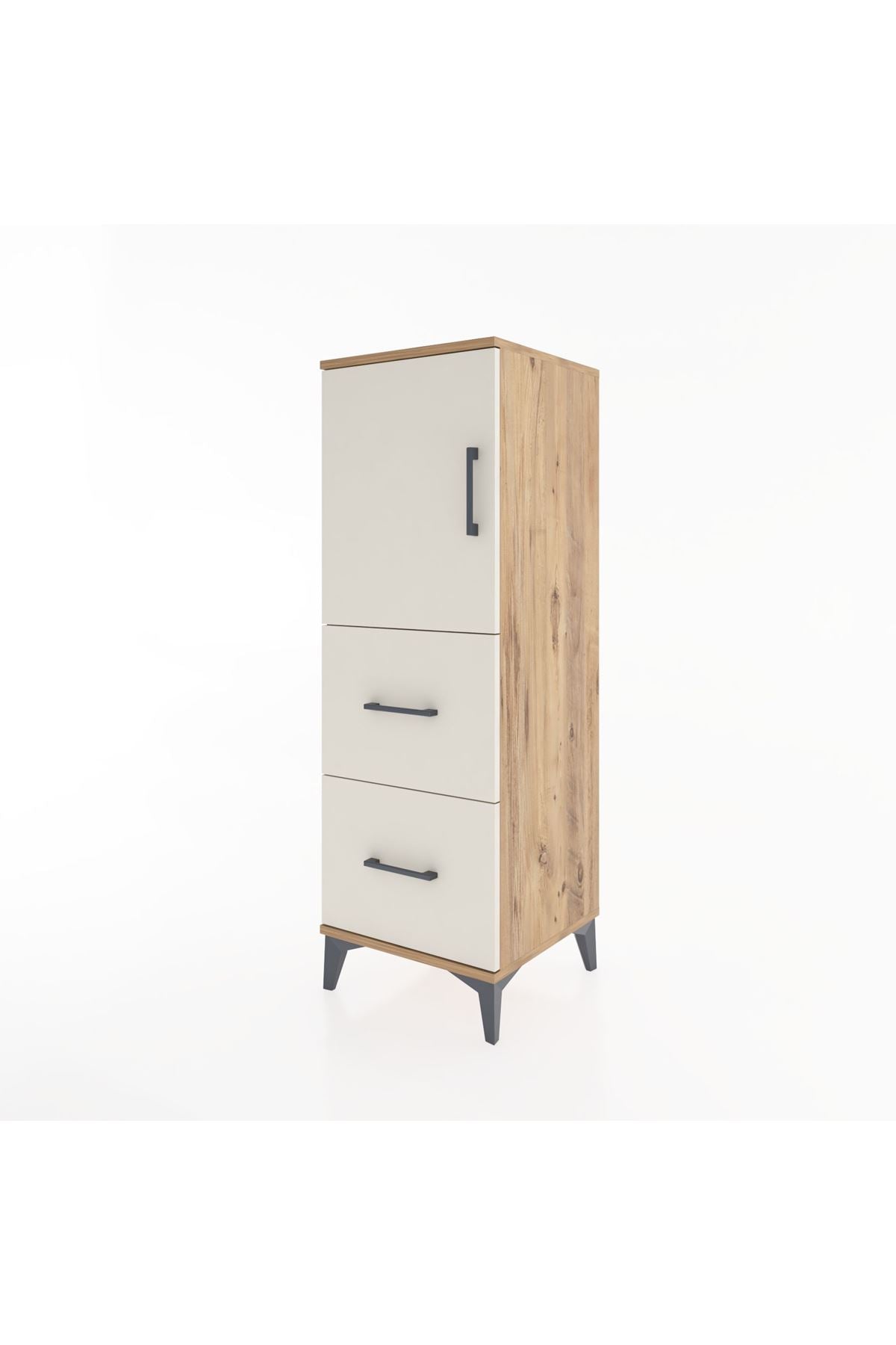 Hyperion Dolap 2 Raflı 2 Çekmeceli Tek Kapaklı 44x44x134 Çam-Aytaşı