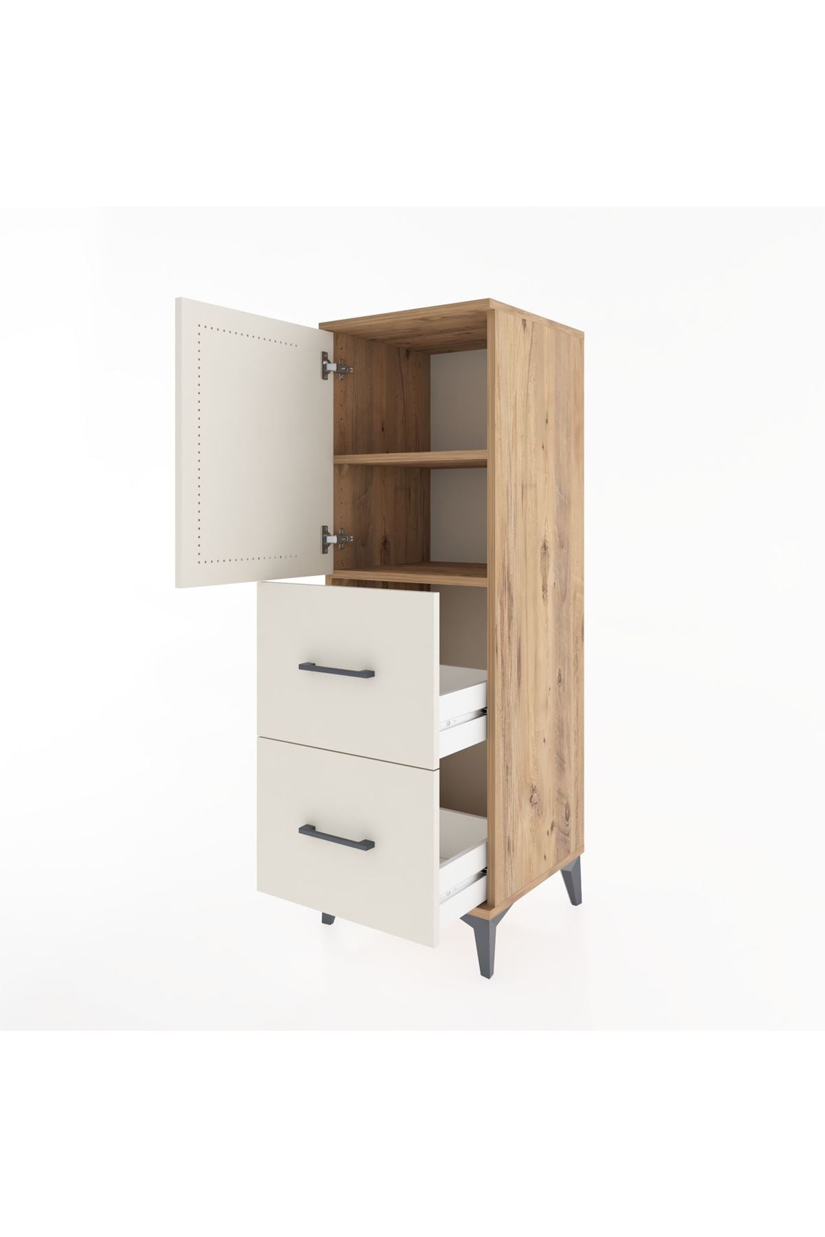 Hyperion Dolap 2 Raflı 2 Çekmeceli Tek Kapaklı 44x44x134 Çam-Aytaşı