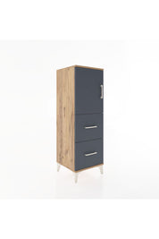 Hyperion Dolap 2 Raflı 2 Çekmeceli Tek Kapaklı 44x44x134 Çam-Antrasit