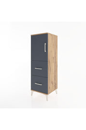 Hyperion Dolap 2 Raflı 2 Çekmeceli Tek Kapaklı 44x44x134 Çam-Antrasit