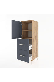 Hyperion Dolap 2 Raflı 2 Çekmeceli Tek Kapaklı 44x44x134 Çam-Antrasit