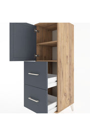 Hyperion Dolap 2 Raflı 2 Çekmeceli Tek Kapaklı 44x44x134 Çam-Antrasit