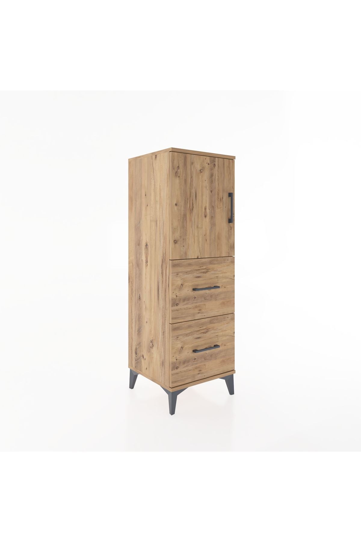 Hyperion Dolap 2 Raflı 2 Çekmeceli Tek Kapaklı 44x44x134 Çam-Çam