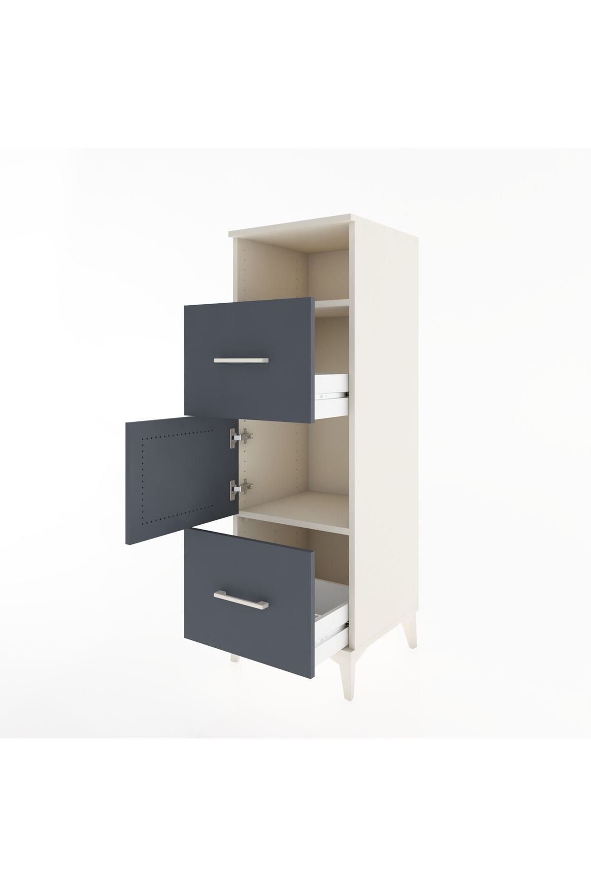 Hyperion Dolap 2 Raflı 2 Çekmeceli Tek Kapaklı 44x44x134 Aytaşı-Antrasit