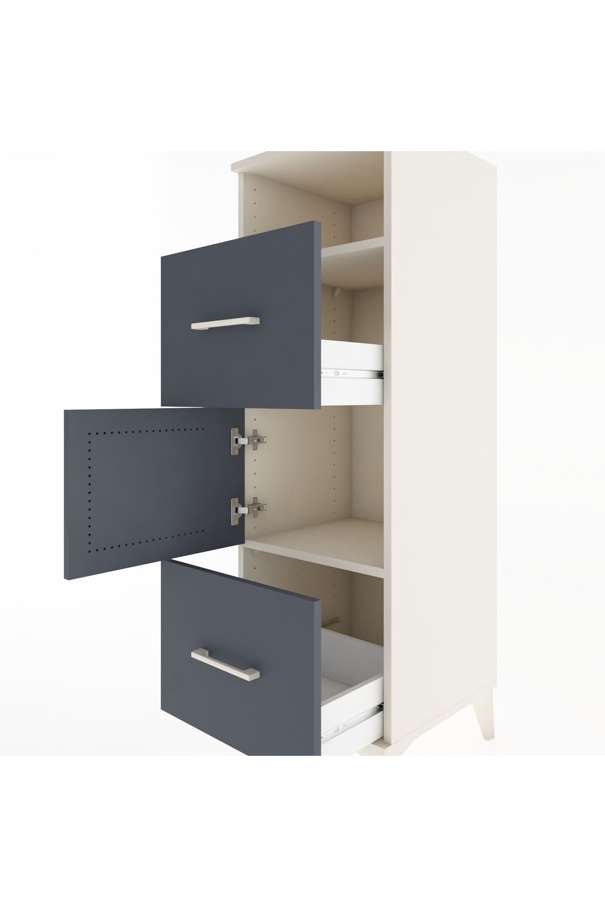 Hyperion Dolap 2 Raflı 2 Çekmeceli Tek Kapaklı 44x44x134 Aytaşı-Antrasit