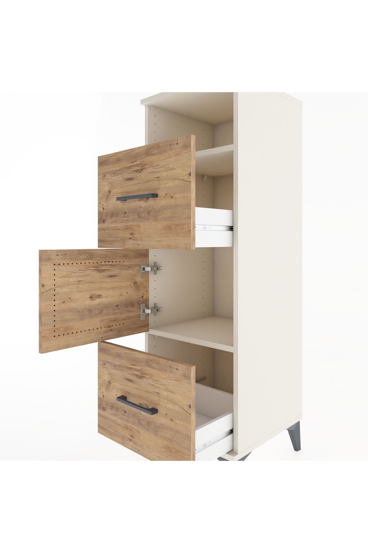 Hyperion Dolap 2 Raflı 2 Çekmeceli Tek Kapaklı 44x44x134 Aytaşı-Çam