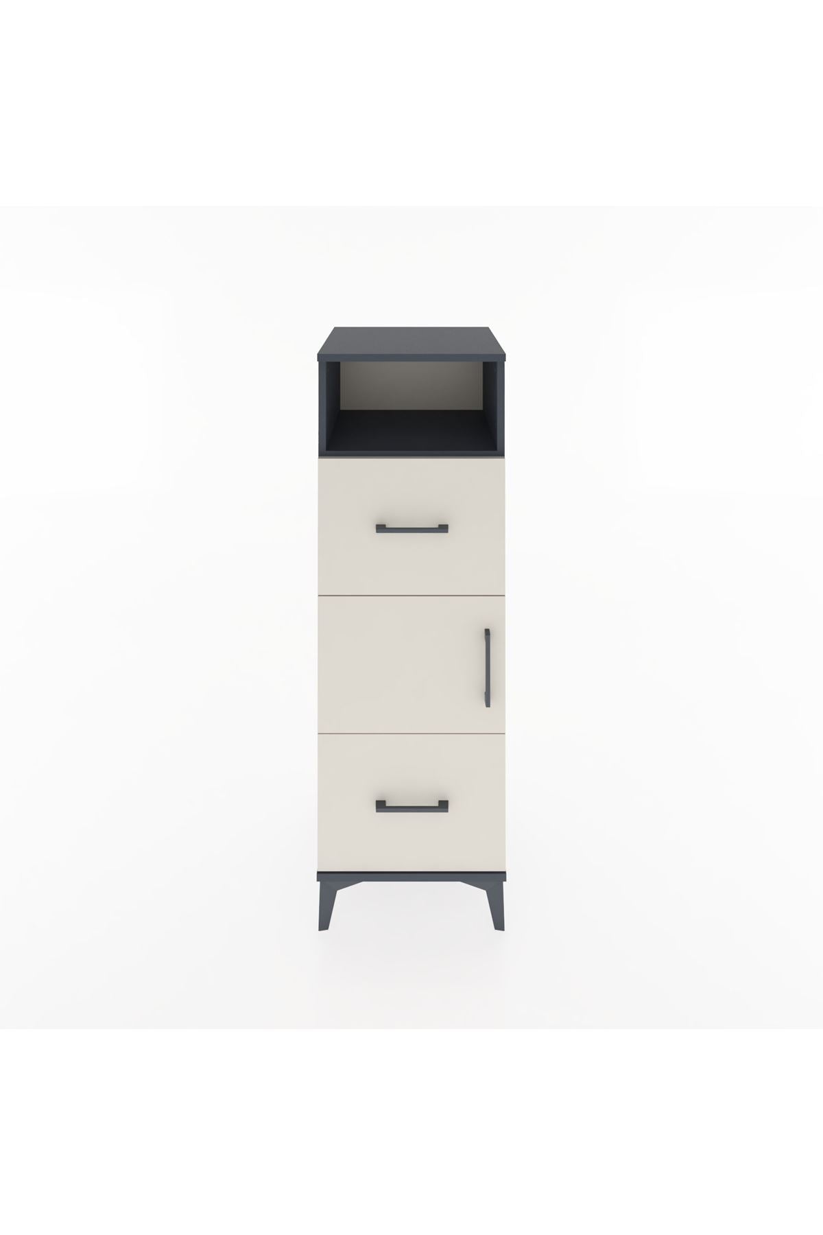 Hyperion Dolap 2 Raflı 2 Çekmeceli Tek Kapaklı 44x44x134 Antrasit-Aytaşı